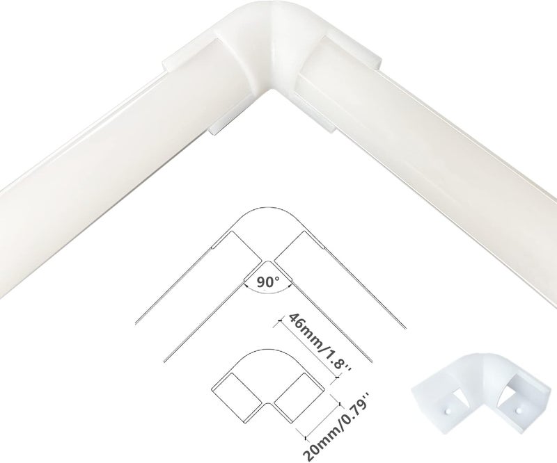 THMOOTHER 8-Pack 16MM Wide V Shape LED Strip Channel 90 Degree White Connector,Under Cabinet 45 Curved Cover profile Corner Kit,Inner Right Angle Turning link Solution With Mounting Kit (White) - Image 4